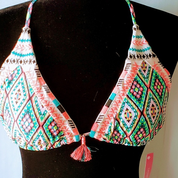 Women's Embroidered Triangle Bikini Top - Picture 2 of 7